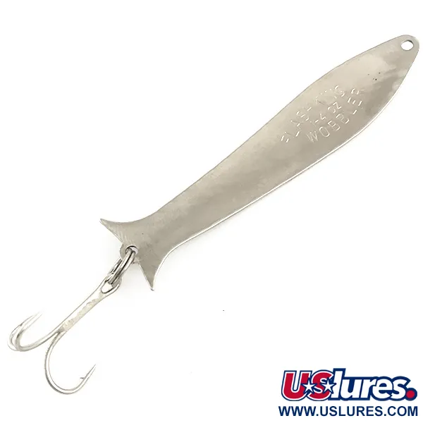 Vintage   Acme Flash-King Wobbler, 1/4oz Hammered Nickel / Blue fishing spoon #6380