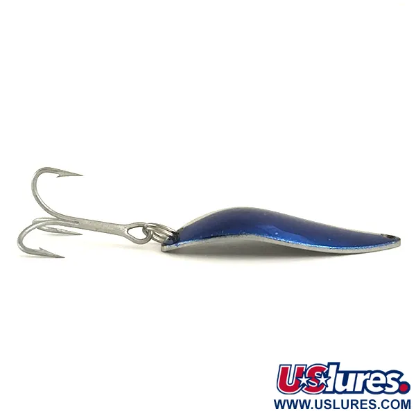 Vintage  Luhr Jensen Krocodile Stubby, 1/2oz Nickel / Blue fishing spoon #6382