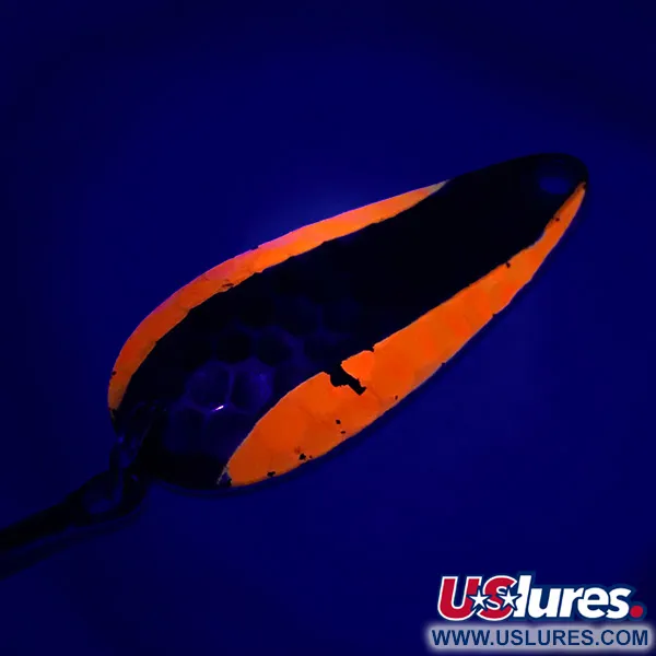 Vintage  Wonder Fishing Wonderlure, 1/4oz Hammered Gold / Orange fishing spoon #6397