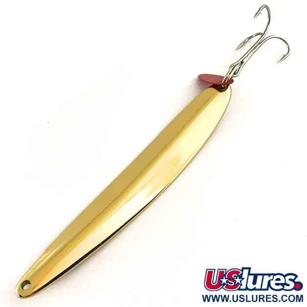 Vintage   Bay de Noc Swedish pimple, 1 1/3oz Gold / Red fishing spoon #6402
