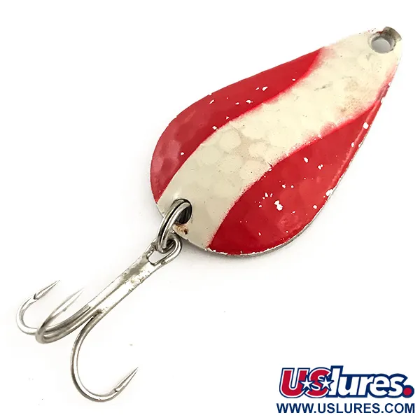 Vintage  Yakima Bait Worden’s Wob Lure , 2/5oz Red / White / Nickel fishing spoon #6418