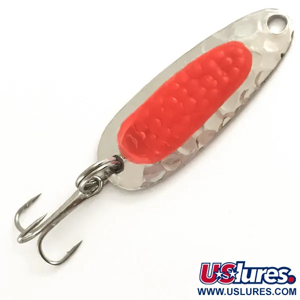 Vintage   Blue Fox Pixee UV, 3/16oz Hammered Nickel / Red fishing spoon #6419