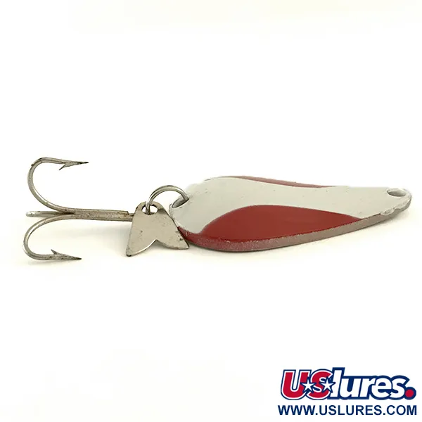 Vintage  Acme K.O. Wobbler, 1/2oz Red / White / Nickel fishing spoon #6425