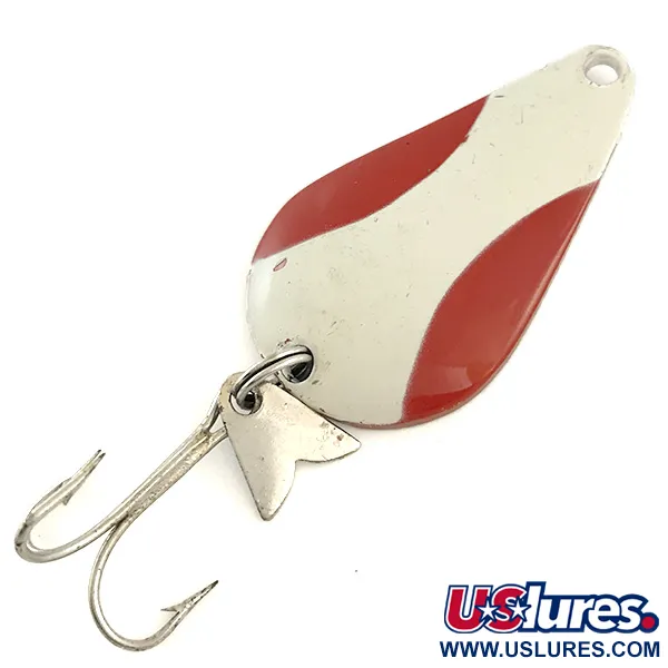 Vintage  Acme K.O. Wobbler, 1/2oz Red / White / Nickel fishing spoon #6425