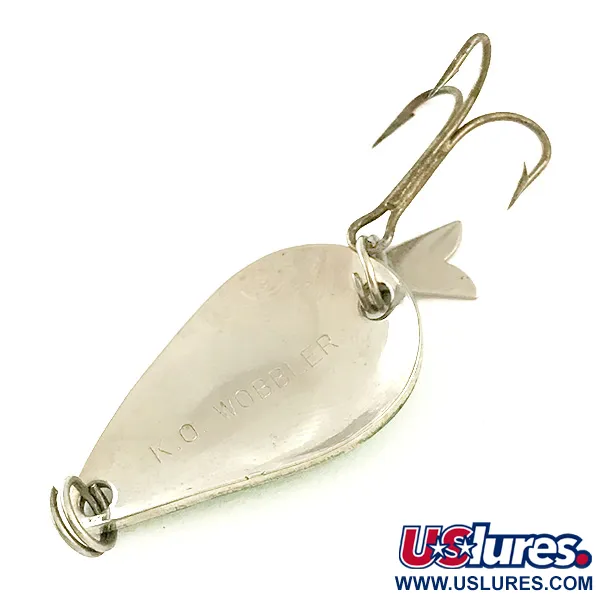 Vintage  Acme K.O. Wobbler, 1/4oz Nickel / Green fishing spoon #6435