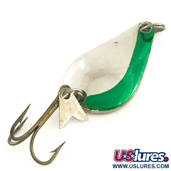 Vintage  Acme K.O. Wobbler, 1/4oz Nickel / Green fishing spoon #6435