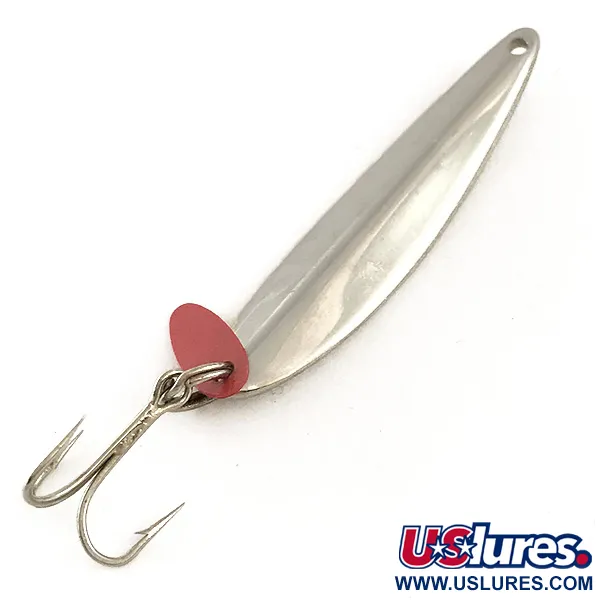Vintage   Bay de Noc Swedish pimple, 1/2oz Nickel / Red fishing spoon #6440