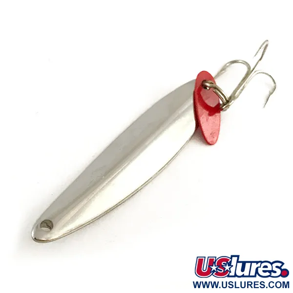 Vintage   Bay de Noc Swedish pimple, 1/2oz Nickel / Red fishing spoon #6440