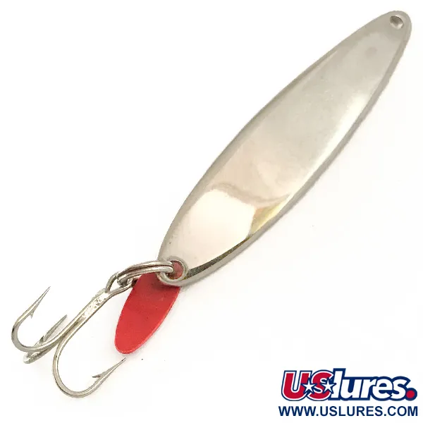 Vintage   Bay de Noc Swedish pimple, 1/2oz Nickel / Red fishing spoon #6440