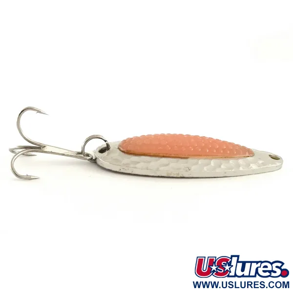 Vintage   Nebco Pixee , 1/2oz Hammered Nickel / Brown fishing spoon #6462