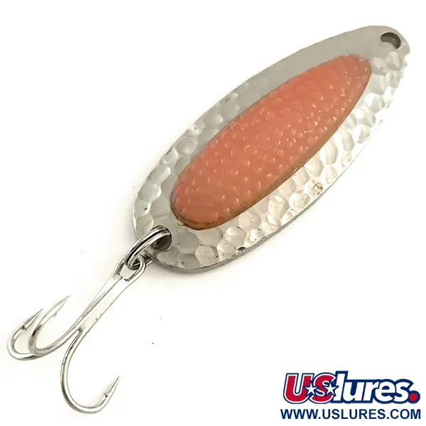 Vintage   Nebco Pixee , 1/2oz Hammered Nickel / Brown fishing spoon #6462