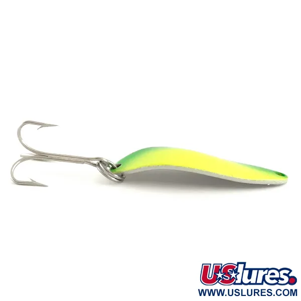 Vintage  Seneca Little Cleo (Hula Girl) UV, 1/3oz Yellow / Green / Nickel fishing spoon #6463