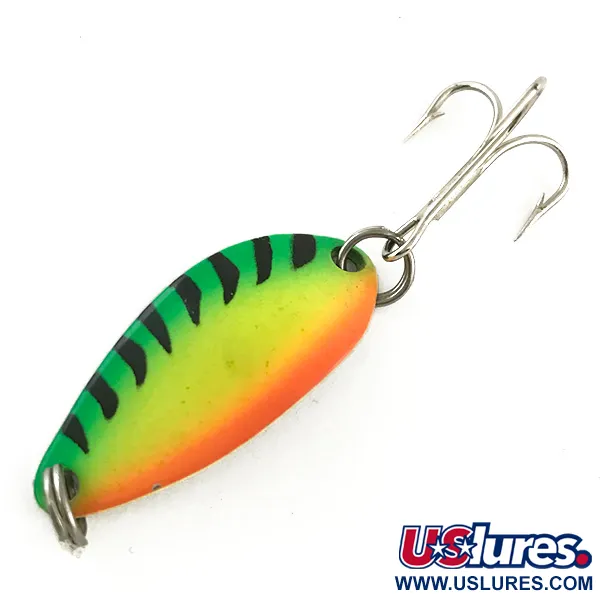 Vintage  Seneca Little Cleo UV, 1/8oz Fire Tiger / Nickel fishing spoon #6497