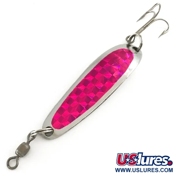 Vintage  Luhr Jensen Krocodile Die #3, 1/3oz Nickel / Red fishing spoon #6505