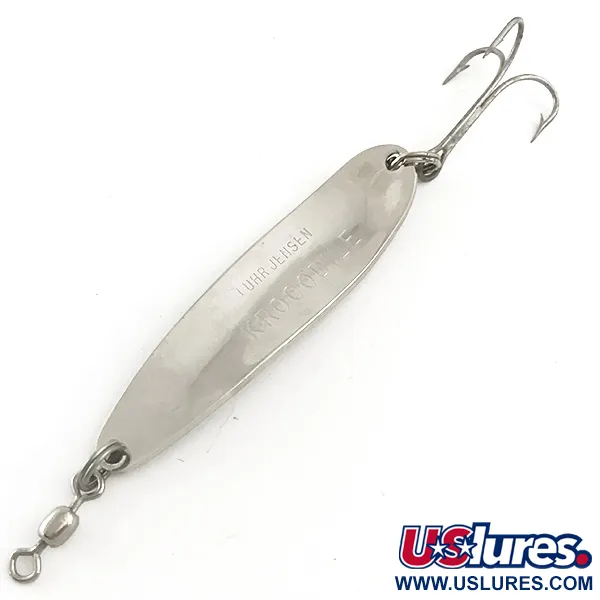 Vintage  Luhr Jensen Krocodile Die #4, 1/2oz Nickel fishing spoon #6542