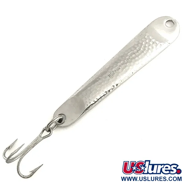 Vintage   Hopkins No=Eql hammerd, 2oz Hammered Nickel fishing spoon #6551