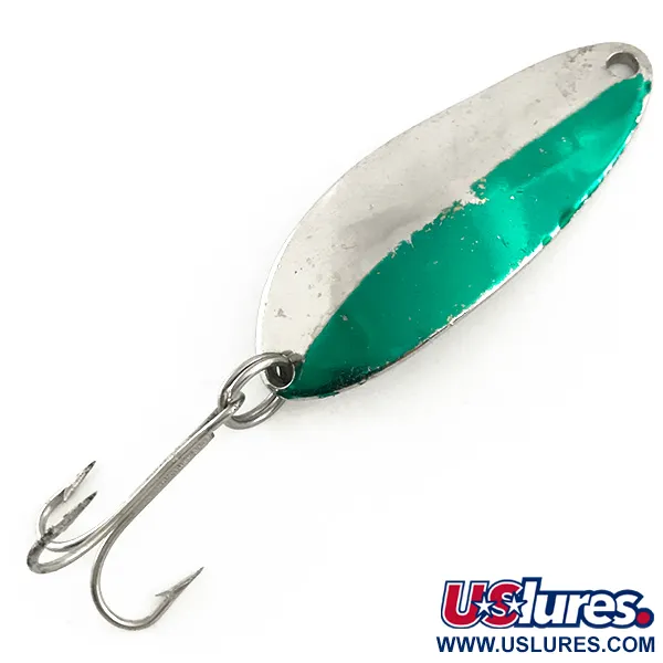 Vintage  Seneca Little Cleo (Hula Girl), 1/3oz Nickel / Green fishing spoon #6556
