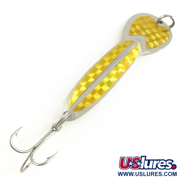 Vintage  Glen Evans Loco 4, 3/4oz Nickel / Golden Hologram fishing spoon #6600