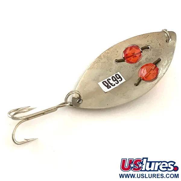 Vintage  Unknown Red Eye, 1/3oz Nickel / Red fishing spoon #6638