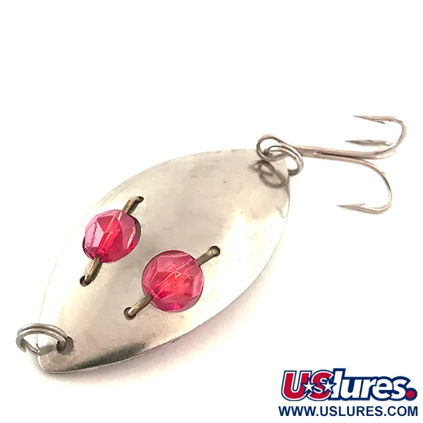 Vintage  Unknown Red Eye, 1/3oz Nickel / Red fishing spoon #6638