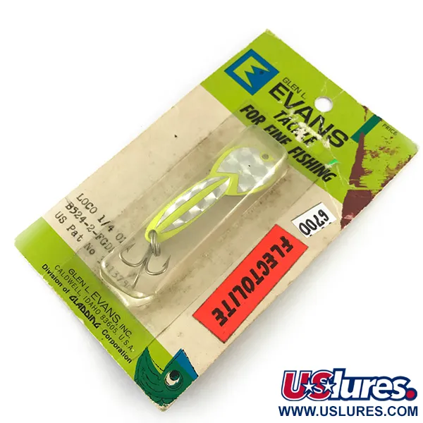   Loco 2 Glen Evans UV, 1/4oz Yellow UV Glow in UV light, Fluorescent fishing spoon #6700