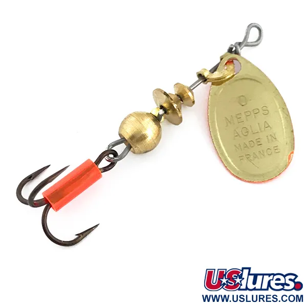   Mepps Aglia 0 UV, 3/32oz UV orange/gold spinning lure #17668