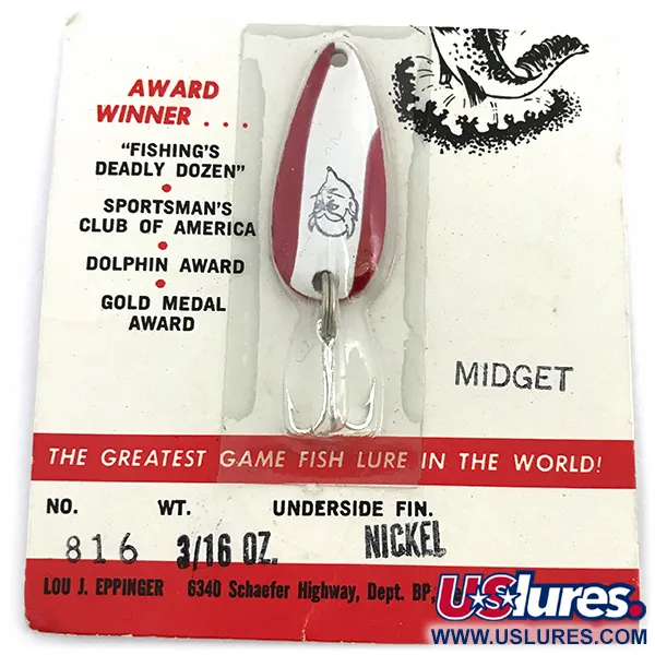  Eppinger Dardevle Midget, 3/16oz Red / White fishing spoon #6734