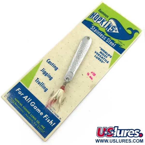   Hopkins s1 - Jig Lure, 2/5oz Hammered Nickel fishing spoon #6735