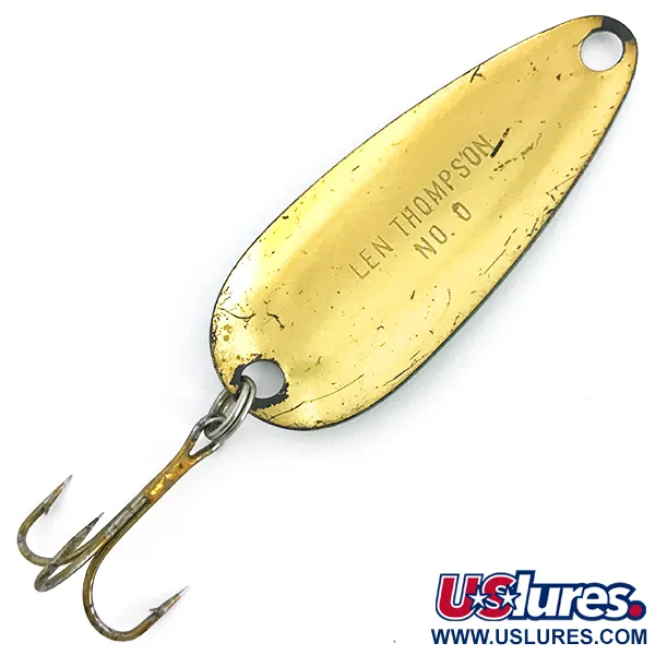 Vintage   Len Thompson #0, 3/5oz Green / Black / Gold fishing spoon #6765