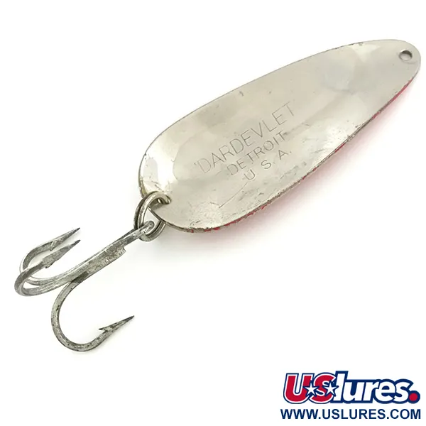 Vintage  Eppinger Dardevle Dardevlet, 3/4oz Red / White / Nickel fishing spoon #6786