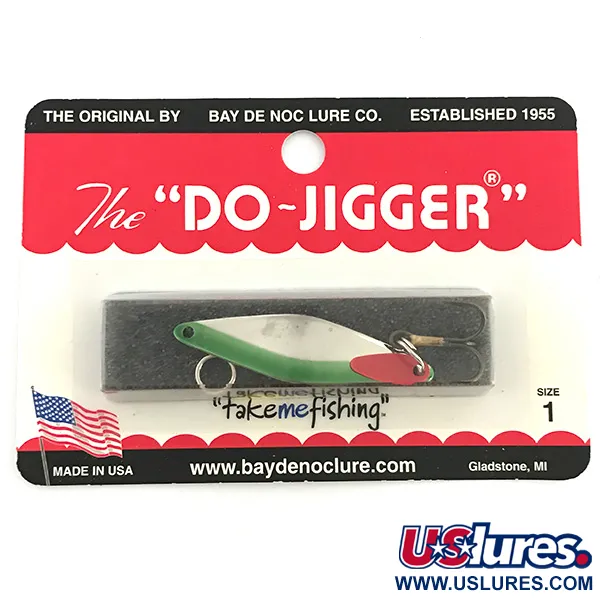  Bay de Noc Do-Jigger 1, 3/16oz Nickel / Green / Red / Yellow fishing spoon #6799