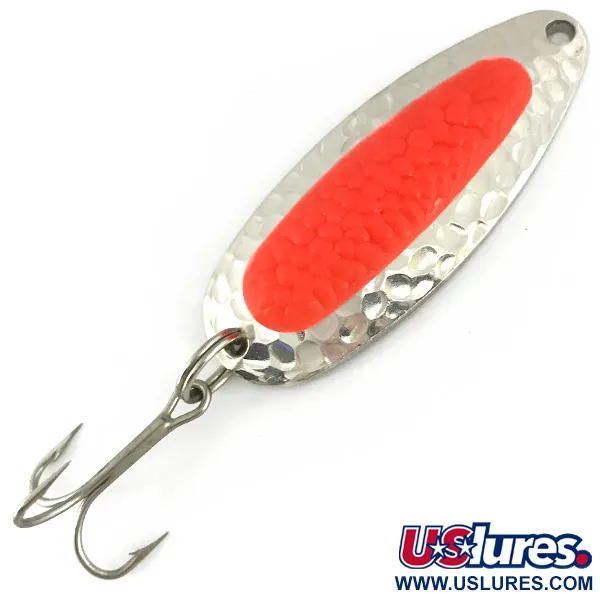 Vintage   Blue Fox Pixee UV, 1/2oz Hammered Nickel / Orange fishing spoon #6822