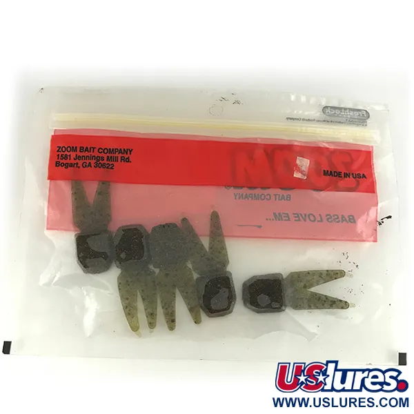   Zoom Tiny Salty Chunk soft bait 5pcs,  Green Pumpkin Red fishing #6831