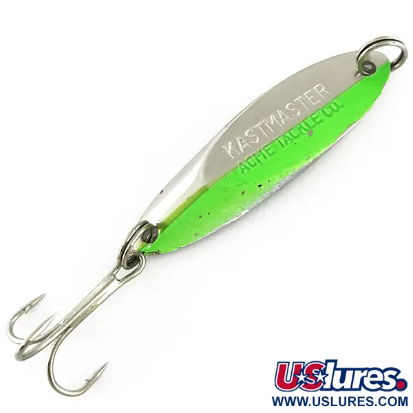 Vintage  Acme Kastmaster , 3/8oz Nickel / Green fishing spoon #6839