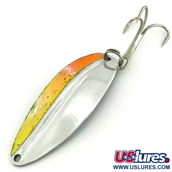 Vintage  TODDCO Main liner , 2/5oz Nickel / Nickel / Orange fishing spoon #6877