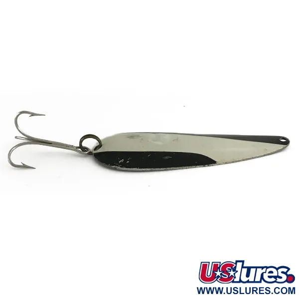 Vintage   Nebco FlashBait 66, 3/4oz Black / White / Nickel fishing spoon #6929