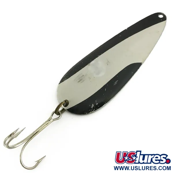 Vintage   Nebco FlashBait 66, 3/4oz Black / White / Nickel fishing spoon #6929