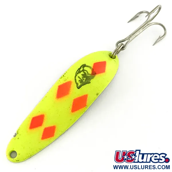 Vintage  Eppinger Dardevle Cop-E-Cat 7300 UV, 1/3oz Fluorescent Yellow / Nickel fishing spoon #6988