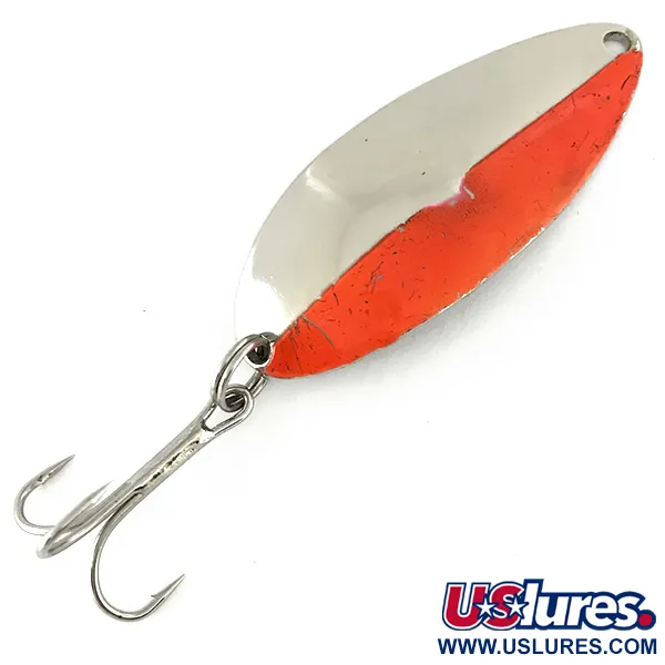 Vintage  Acme Little Cleo (Hula Girl), 1/2oz Nickel / Orange fishing spoon #6994