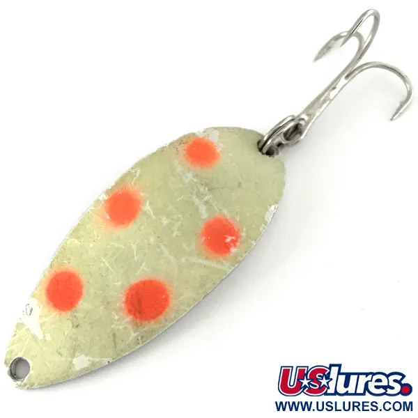 Vintage  Seneca Little Cleo (Hula Girl) Glow, 1/2oz White / Nickel fishing spoon #6998