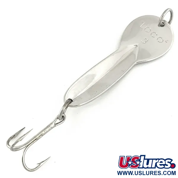 Vintage  Luhr Jensen Loco 3, 3/5oz Nickel fishing spoon #7000
