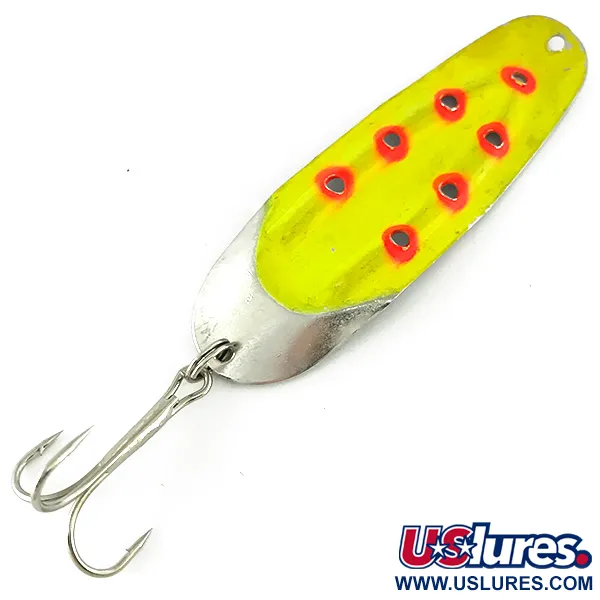 Vintage  Rustowicz Charger №3 UV, 2/5oz Nickel / Yellow / UV Glow in UV light, Fluorescent fishing spoon #7016