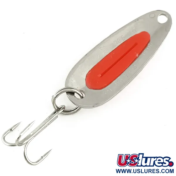 Vintage   Blue Fox Pixee UV , 3/16oz Hammered Nickel / Red fishing spoon #7067