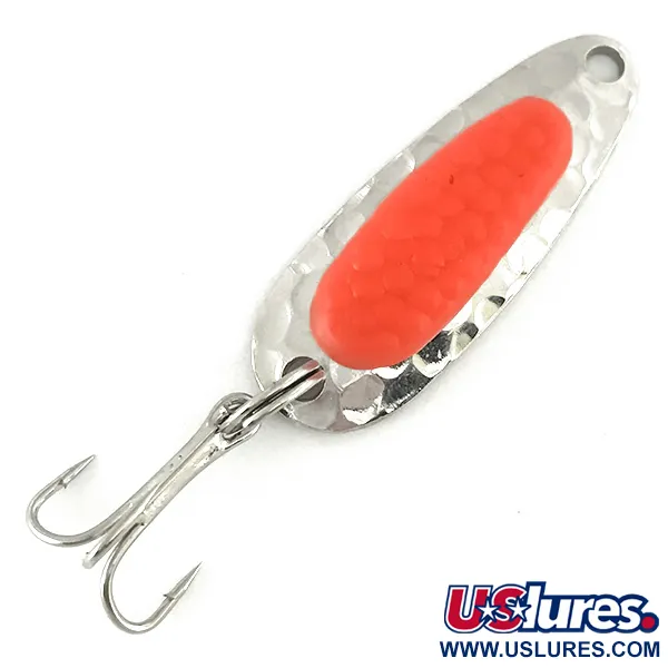Vintage   Blue Fox Pixee UV , 3/16oz Hammered Nickel / Red fishing spoon #7067