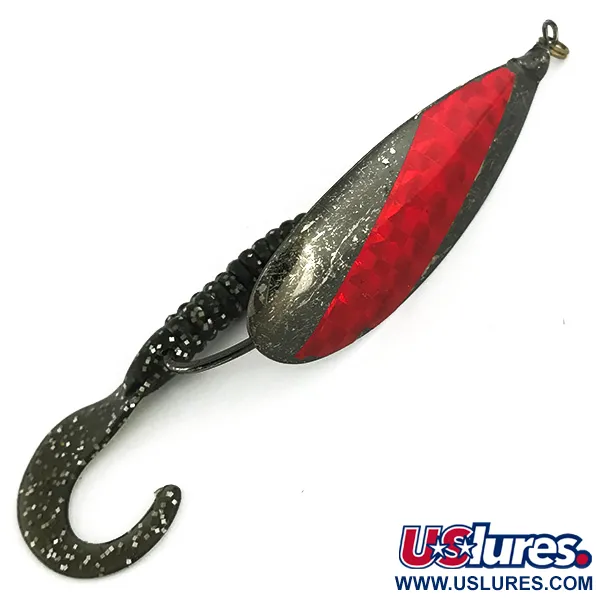 Vintage   Weedless Johnson Silver Minnow, 1/2oz Black / Red fishing spoon #7071