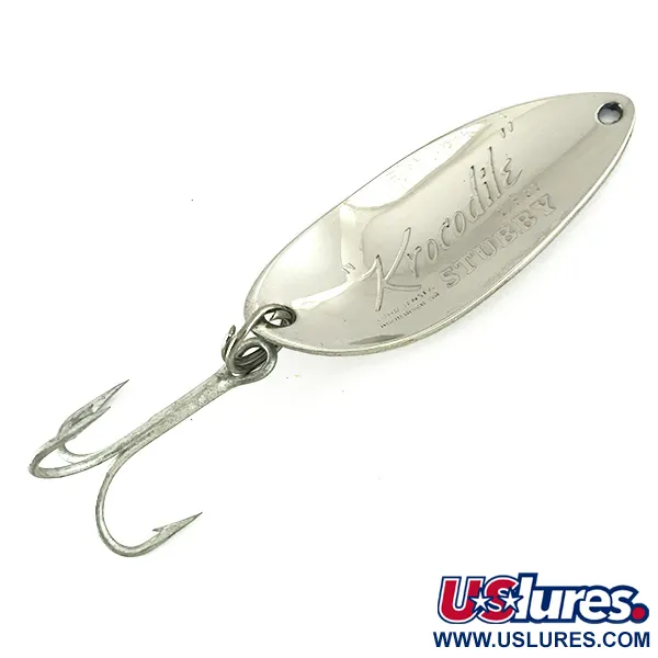 Vintage  Luhr Jensen Krocodile Stubby, 1/2oz Nickel / purple fishing spoon #7118