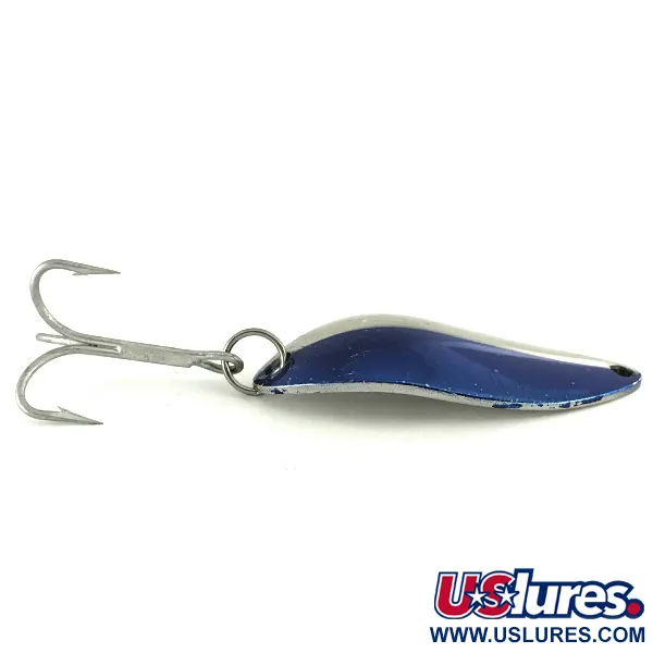 Vintage  Luhr Jensen Krocodile Stubby, 1/2oz Nickel / purple fishing spoon #7118