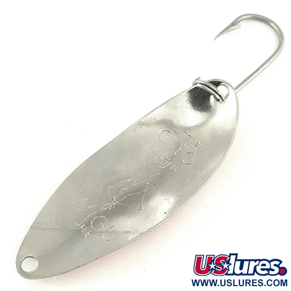 Vintage  Seneca Little Cleo (Hula Girl) trolling spoon Glow, 3/16oz White / Orange / Nickel fishing spoon #7120