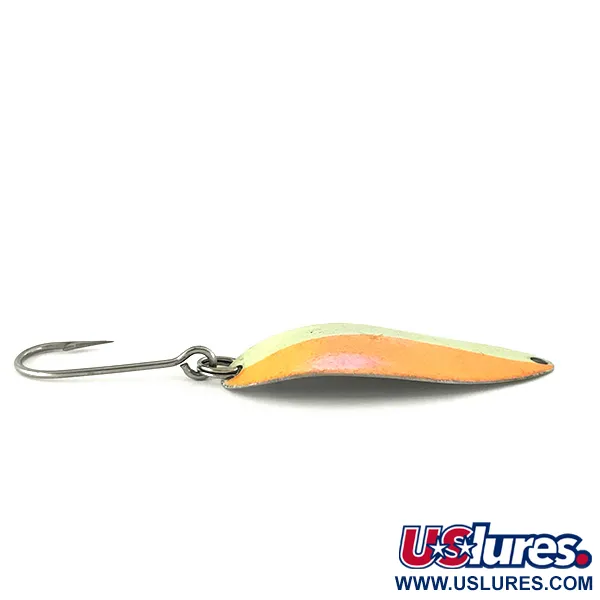 Vintage  Seneca Little Cleo (Hula Girl) trolling spoon Glow, 3/16oz White / Orange / Nickel fishing spoon #7120