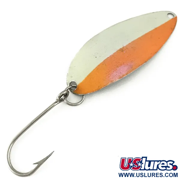 Vintage  Seneca Little Cleo (Hula Girl) trolling spoon Glow, 3/16oz White / Orange / Nickel fishing spoon #7120